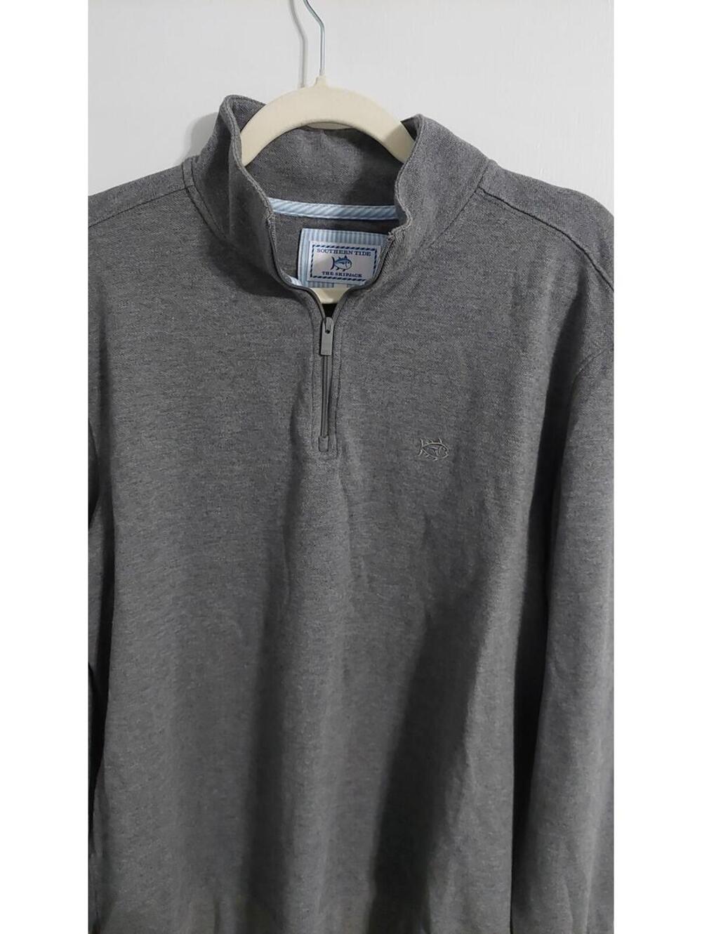 Southern Tide The Skipjack Gray Quarter-Zip Pullover Sweater Large